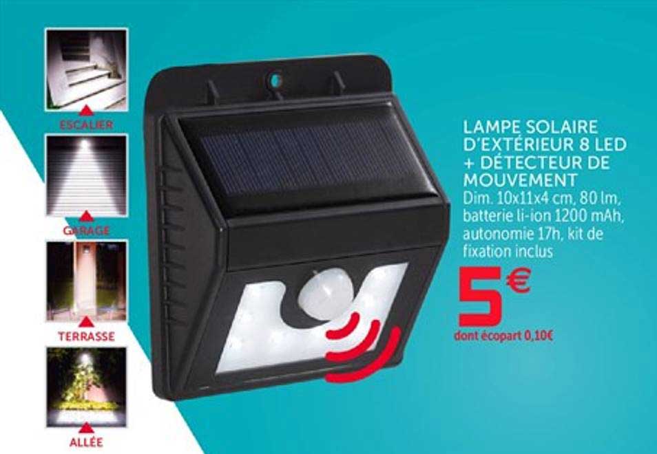 lampe solaire d'extérieur 8 led + détecteur de mouvement