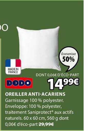 oreiller anti acariens dodo