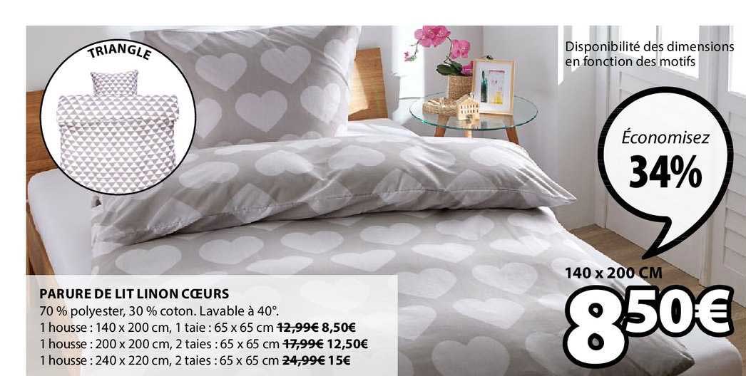 parure de lit linon cœurs