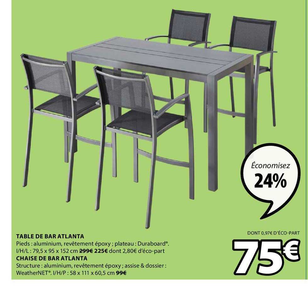 table de bar atlanta chaise de bar atlanta