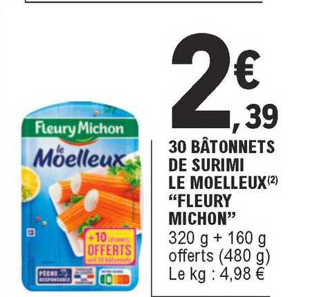 30 bâtonnets de surimi le moelleux "fleury michon"