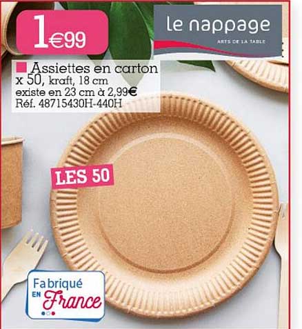 Assiettes En Carton X50 Kraft 18 Cm