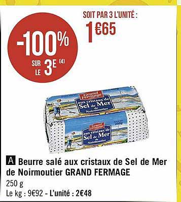 beurre salé aux cristaux de sel de mer de noirmoutier grand fermage