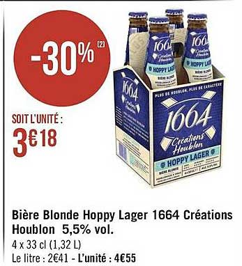 bière blonde hoppy lager 1664 créations houblon 5,5% vol.