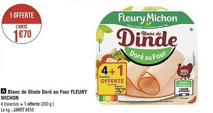 blanc de dinde doré au four fleury michon