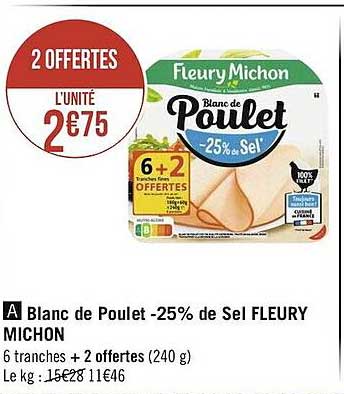 blanc de poulet -25% de sel fleury michon