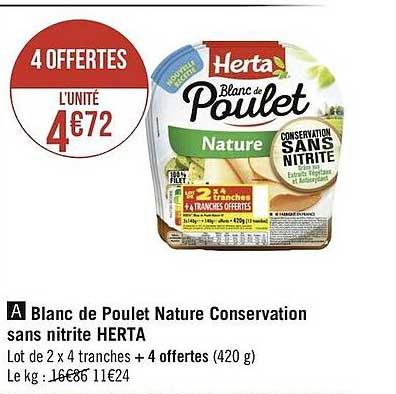 Blanc De Poulet Nature Conservation Sans Nitrite Herta