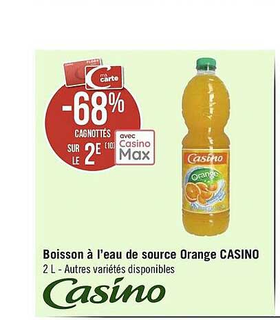 boisson à l'eau de source orange casino