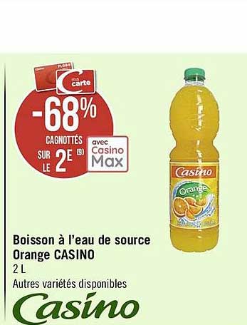 boisson à l'eau de source orange casino