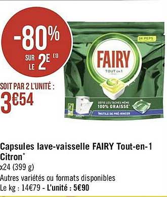 capsules lave-vaisselle fairy tout-en-1 citron
