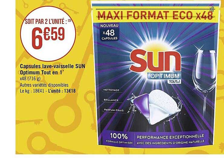 capsules lave-vaisselle sun optimum tout en 1