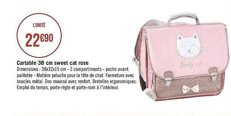Cartable 38 Cm Sweet Cat Rose