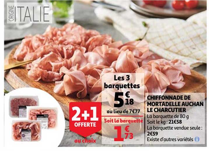 Chiffonnade De Mortadelle Auchan Le Charcutier