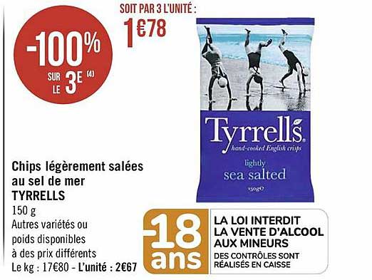 chips légèrement salées au sel de mer tyrrells