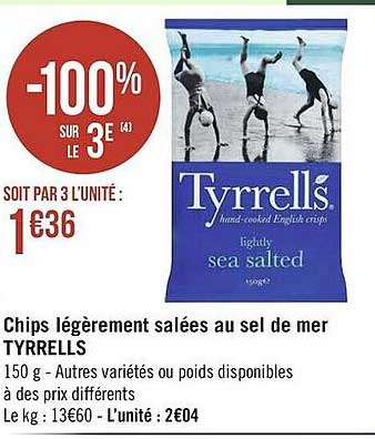 chips légèrement salées au sel de mer tyrrells