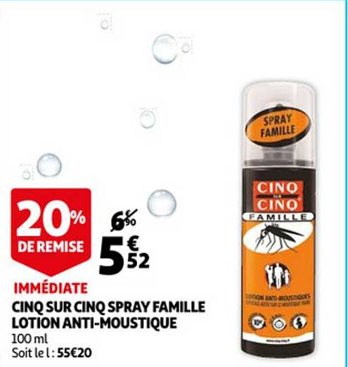 cinq sur cinq spray famille lotion anti-moustique