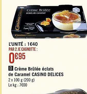 crème brûlée éclats de caramel casino délices