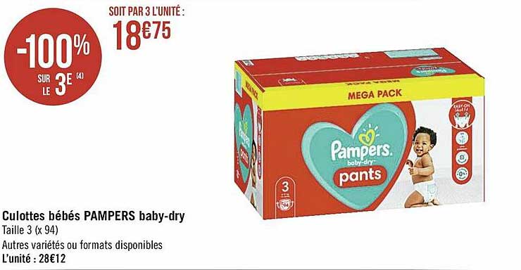 Culottes Bébés Pampers Baby-dry