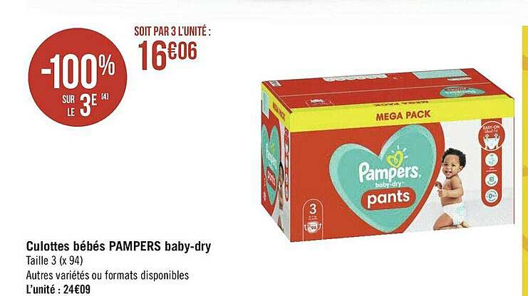 culottes bébés pampers baby-dry