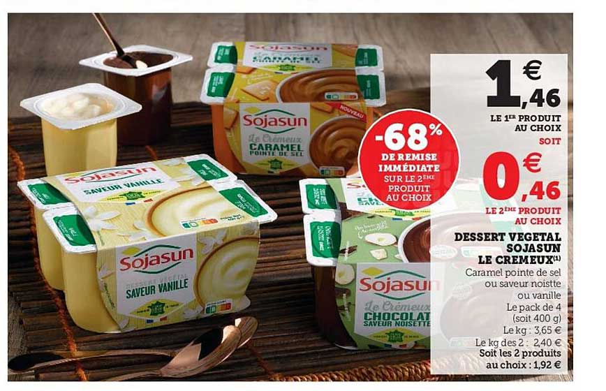 Dessert Végétal Sojasun Le Crémeux -68% De Remise Immédiate Sur Le 2ème Produit Au Choix