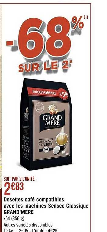 dosettes café compatibles avec les machines senseo classique grand'mère