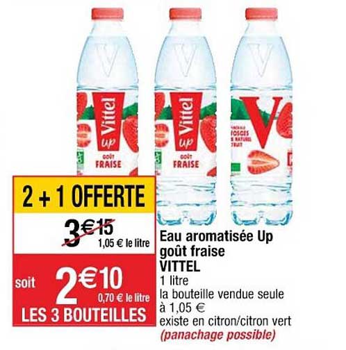 Eau Aromatisée Up Goût Fraise Vittel 2+1 Offerte