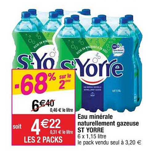 eau minérale naturellement gazeuse st yorre -68% sur le 2ème