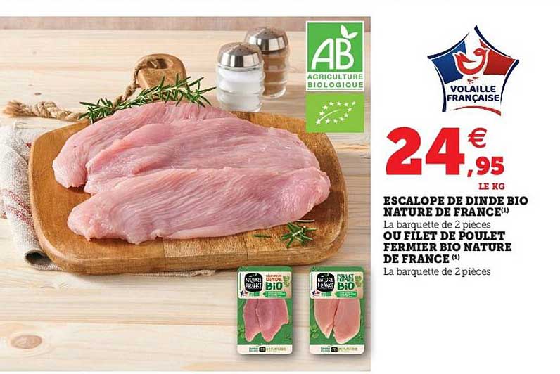 Escalope De Dinde Bio Nature De France Ou Filet De Poulet Fermier Bio Nature De France