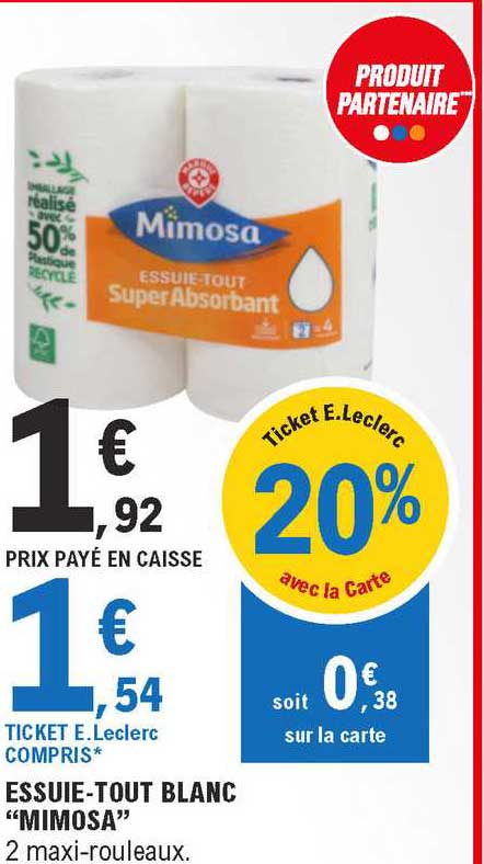 essuie-tout blanc "mimosa"