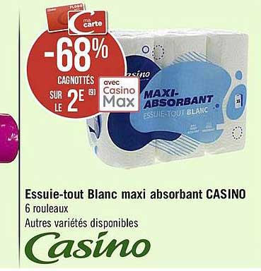 essuie-tout blanc maxi absorbant casino