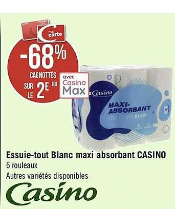 essuie-tout blanc maxi absorbant casino