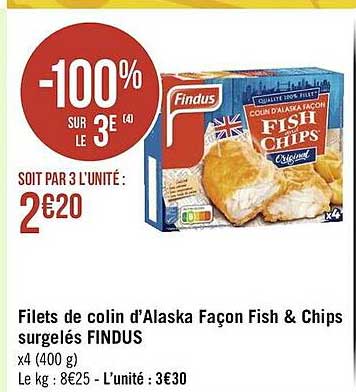 filets de colin d'alaska façon fish & chips surgelés findus