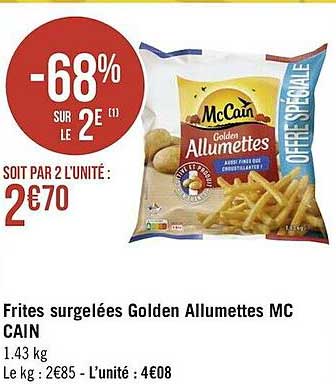 frites surgelées golden allumettes mc cain