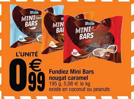 fundiez mini bars nougat caramel