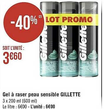 gel à raser peau sensible gillette