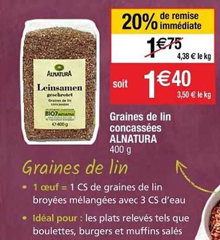 graines de lin concassées alnatura 20% de remise immédiate