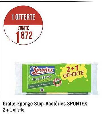gratte-éponge stop-bactéries spontex