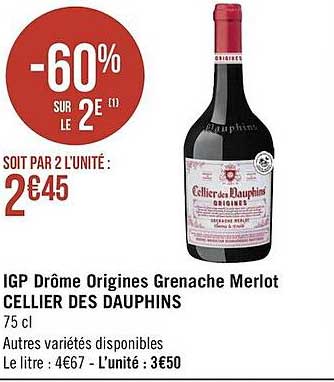 igp drôme origines grenache merlot cellier des dauphins