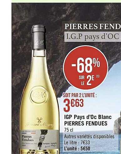 igp pays d'oc blanc pierres fendues
