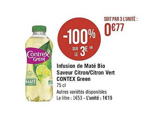 infusion de maté bio saveur citron-citron vert contex green