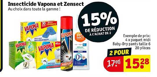 insecticide vapona et zensect 15% de réduction à l'achat de 2