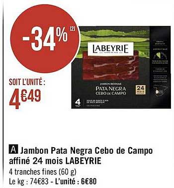 jambon pata negra cebo de campo affiné 24 mois labeyrie