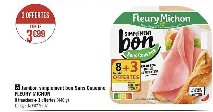Jambon Simplement Bon Sans Couenne Fleury Michon