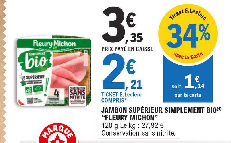 jambon supérieur simplement bio "fleury michon"