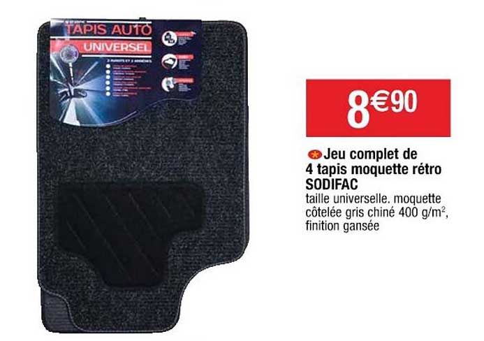 jeu complet de 4 tapis moquette rétro sodifac