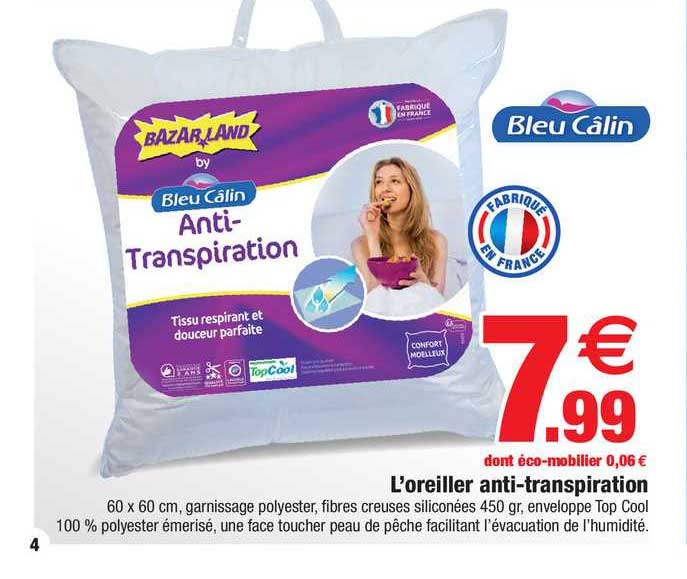 l'oreiller anti-transpiration