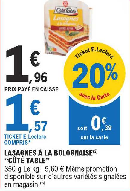 Lasagnes à La Bolognaise "côté Table"