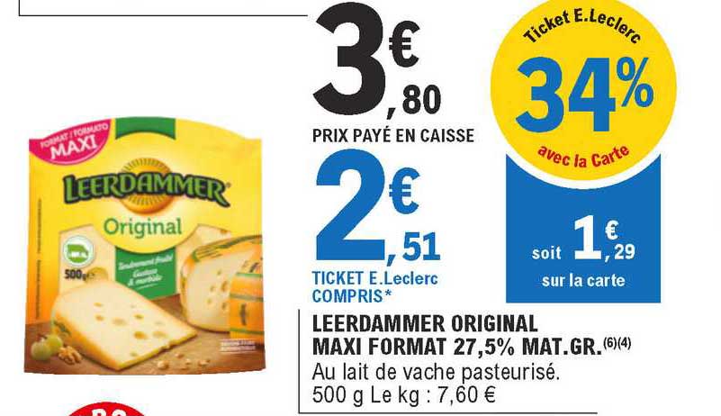 leerdammer original maxi format 27,5% mat. gr.
