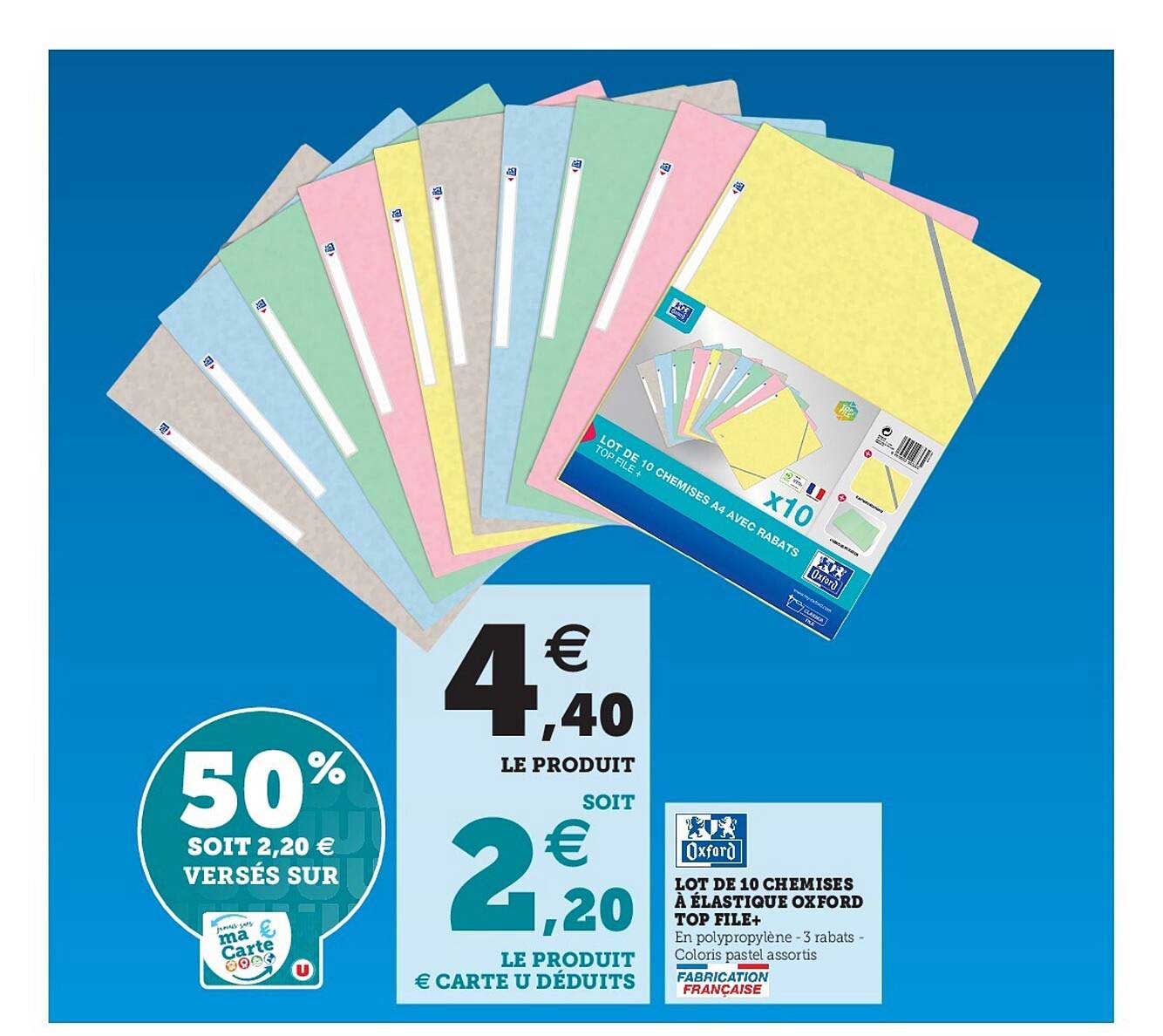 lot de 10 chemises à élastique oxford top file+