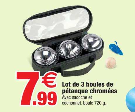 lot de 3 boules de pétanque chromées